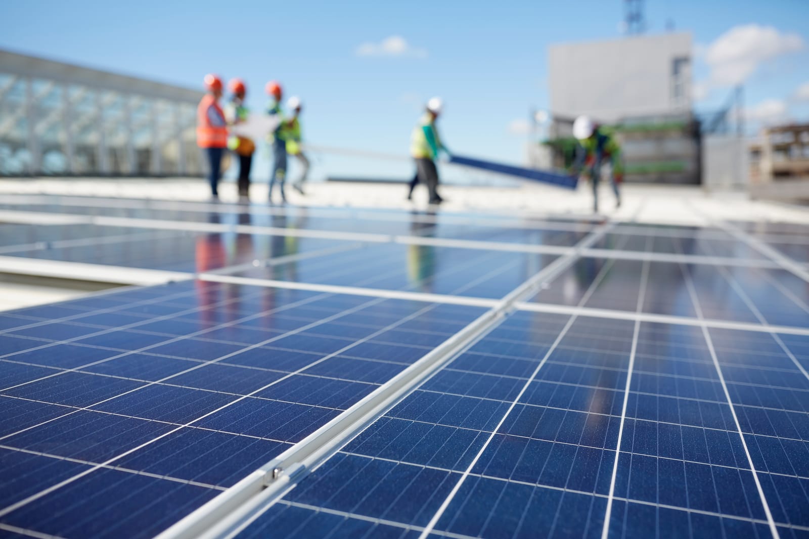 House solar panels in sunny weather